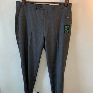 NWT, Ralph Lauren Men’s Grey Ultra Flex Flat Front No Cuff Dress Pant 42wx32L